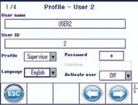 The user management function allows individual profiles to be created: With a user name and password, access rights for supervisors, operators or technicians can be given, defining what functions a
