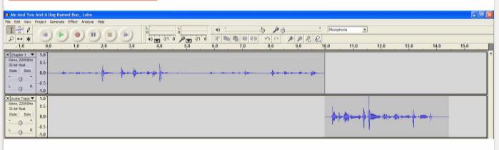 Recording more Audio Sometimes, you will record a segment of audio, stop, and then record more audio. To do so, click at the end of the waveform.