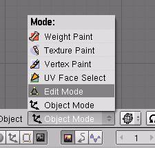 Chapter 3- Creating & Editing Objects Another way to switch between Edit and Object mode besides using the Tab key is to use the Mode menu at the bottom of the 3D screen.