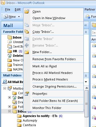 To monitor Inbox and Sent Items For users with multiple inboxes or sent items folders in Outlook, the Outlook Plug-In gives the option of selecting one