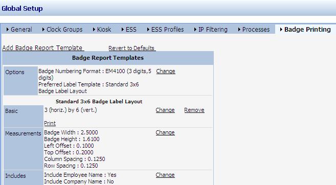 2. Click the Badge Printing tab. You can click Add Badge Report Template link to add a new badge report template or click Revert to Defaults link to use/modify existing badge report template. 3.