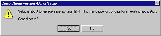 CombiChrom Software Installation CombiChrom Software Installation 10 During the installation process, setup may find files and reports that already exist, and the following screen will appear to
