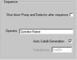 CombiChrom Software Familiarization Study Parameters Screen Auto Subdir Generation Figure 14 Auto Subdir Generation checked When the Auto Subdir Generation box is checked the Subdirectory name is