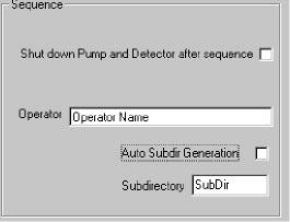 CombiChrom Software Familiarization Study Parameters Screen Figure 15 Auto Subdir Generation unchecked When this box is unchecked the text entered in the Subdirectory box is used for sub directory