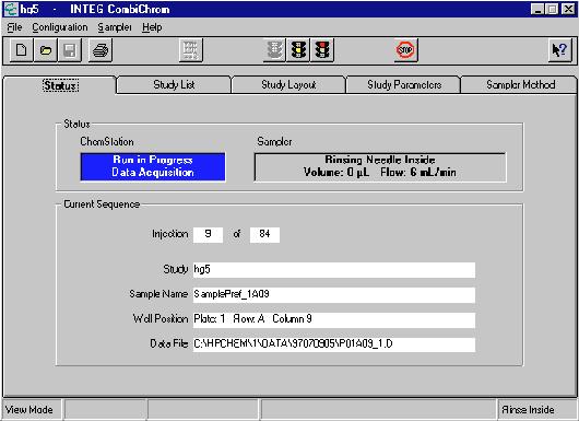 System Check-out Running the Analysis Running the Analysis Start the analysis Start the analysis from the toolbar. Check the System Status Enter the Status screen (Figure 27).