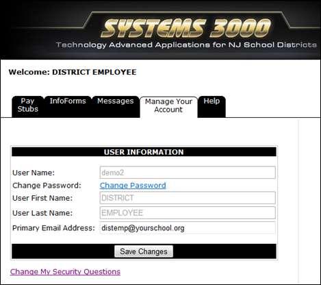 5) Click on the Save Information button. The ghosted information is controlled by the payroll department.