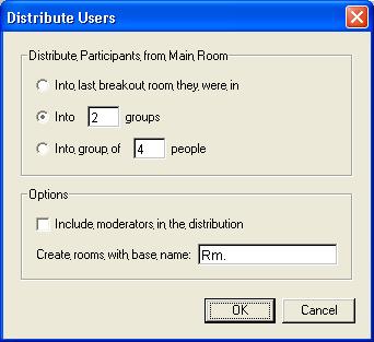 Select the number of rooms or the number of people per room and click OK. Participants will automatically move to the rooms.