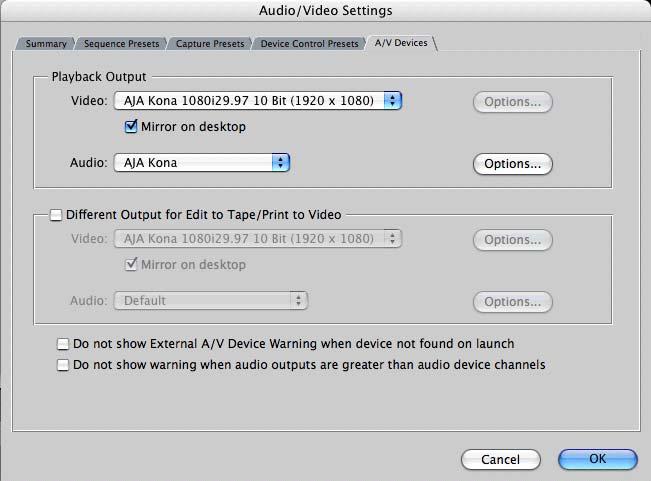 92 When editing a Device Control preset you can change the following: Name and description of Device Control preset Protocol for capture/playback VTR (for KONA 3 this will be RS422) Audio Mapping