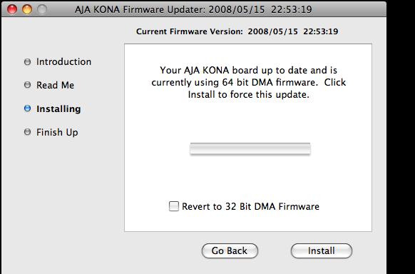 KONA 3 Installation and Operation Manual Genlock and Your System 45 Reverting to an Earlier Firmware Version Under normal circumstances you should never need to revert to an earlier firmware version