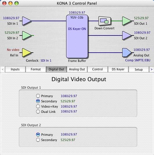 Out Tab, Video+Key Output KONA 3 Control Panel,
