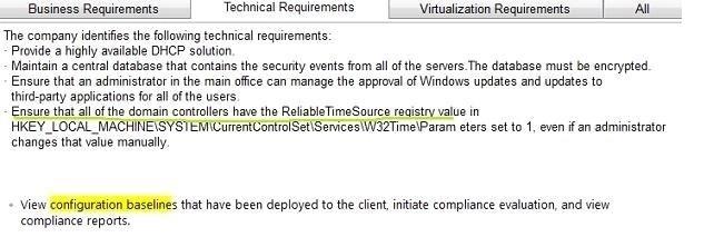Answer: B Microsoft 70-414 : Practice Test Question No : 10 - (Topic 1) You need to recommend an automated remediation solution for the ReliableTimeSource registry value.
