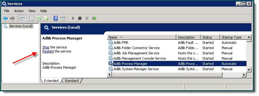 To Start the FileNet Connector: 1. Select Administrative Tools/Services from the Windows Start menu.