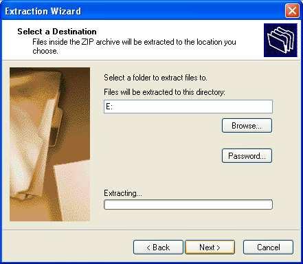 5. Change the directory that the files will be extracted to so that they are
