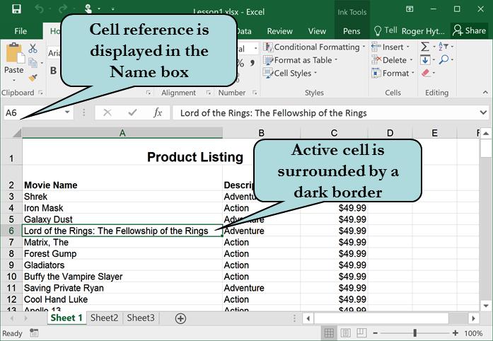 Moving around in a worksheet becomes more challenging as the worksheet becomes larger. Luckily, Excel contains Scroll Bars to help you move from one area of your worksheet to another.