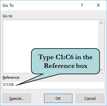 Click the Find & Select button on the Home Ribbon and select Go To from the list as shown below. Why Moves to the beginning of the worksheet. Displays the Go To dialog box.