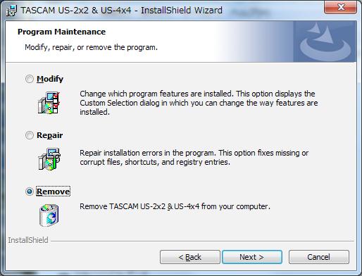 When the Remove that Program screen opens, click the Remove button. 5. The following screen appears when uninstallation has completed. Click the Finish button.