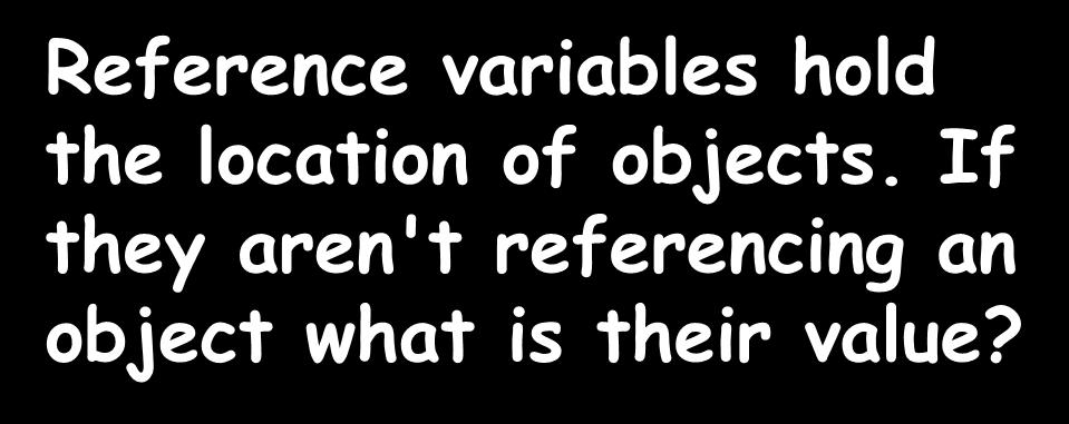 We create variables b head Reference variables hold the