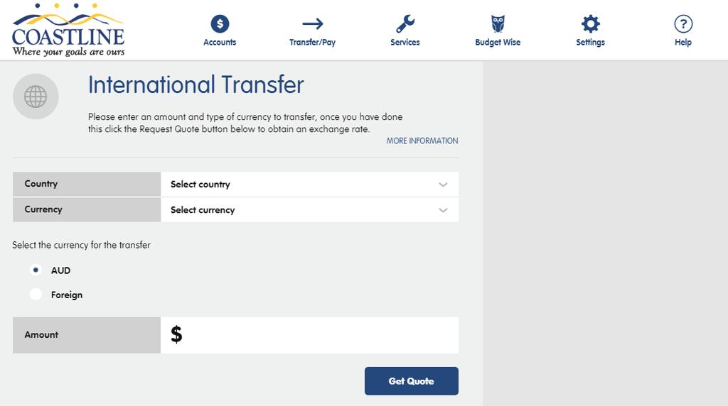 International Transfers Allows you to make transfers overseas.
