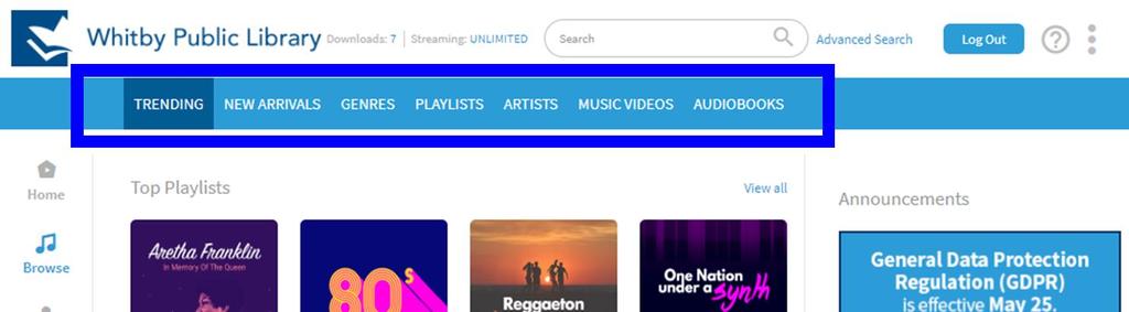 Find a Song, Artist, or Album to Listen To Search for a song, artist, or music album using the Search bar at the top of the page.
