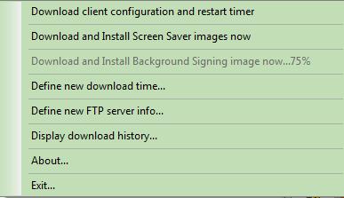 4.3.2 Download and Install Screen Saver Images now The user may use this entry to download and implement the screen saver images onto the attached epad-vision device.