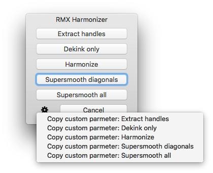 Font Remix Tools for Glyphs: Handbook page 4 of 9 2. RMX Harmonizer The Harmonizer helps design nice, visually consistent curves while it retains the shape as far as possible. 2.1.