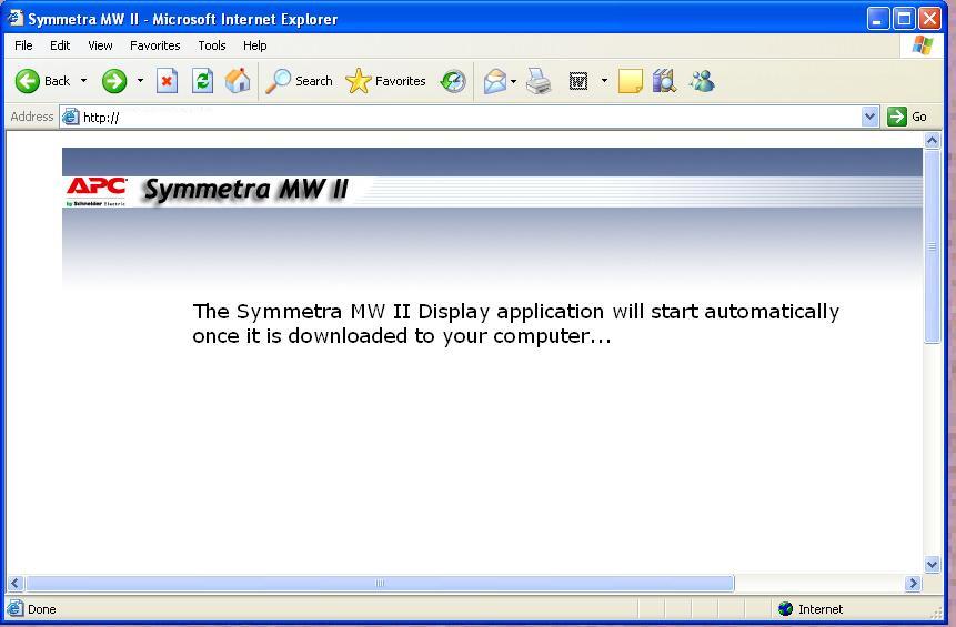 How to Access the APC Symmetra MW II Remote Display The read-only display screens can be accessed via an Internet Browser by typing the IP address of the Symmetra MW II display into the browser s
