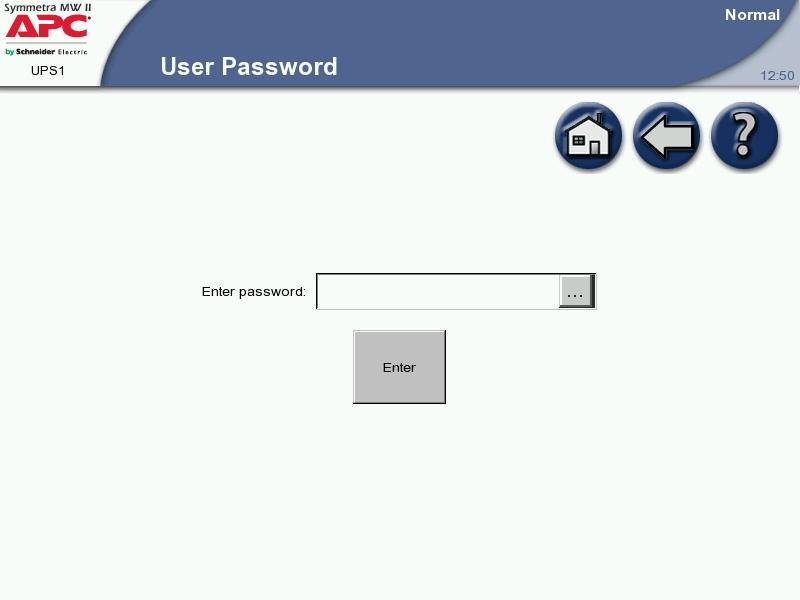 Note: On installation, the user-password is set to apc.