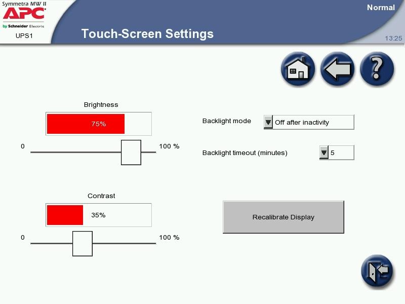 How to configure the Touch-Screen Settings screen 1. Press the Touch-Screen Settings button on the User Configuration screen to access the Touch- Screen Settings screen. 2.