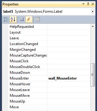private void wall_mouseenter(object sender, EventArgs e) 4. Next, add a call to your MoveToStart() method, along with a comment explaining the method.
