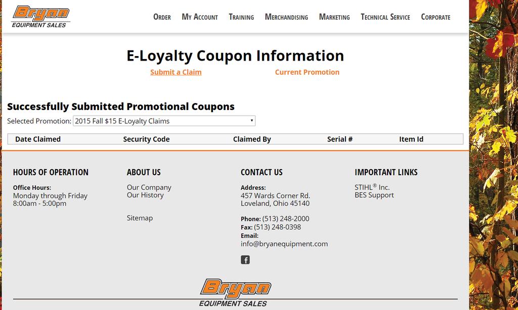 E-Loyalty Coupon Redemption To redeem