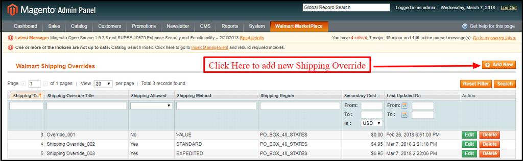Fill up the following input fields of form Shipping Override Title: Enter the Shipping Override Title here. Shipping Allowed: Admin can enable or disable a shipping method by using the toggle button.