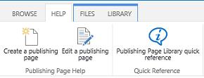 Publishing Pages Library Publishing Page Help Create a publishing page - Video Edit a