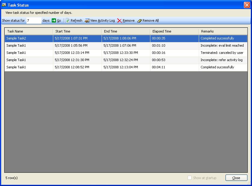 5.12. How to manage task status To view and manage task status of a selected task: Click Task Status from SPListX main