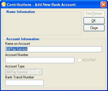 Contributions Bill Pay Account Scan checks and capture check images for contributors who use online bill pay services.