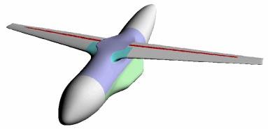 6 High wing transportaircraft model for wing root optimization and shock boundary layer