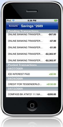 BBVA COMPASS BANK: SMS&iPHONE/iPAD mbanking Example: