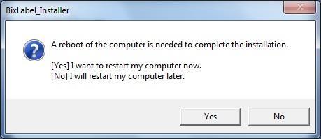 6) Clicking the Yes button will reboot the PC.