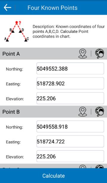 8.5 Four Known Points Click Tools - COGO Calculation - Four Known Points as shown in Figure 8.