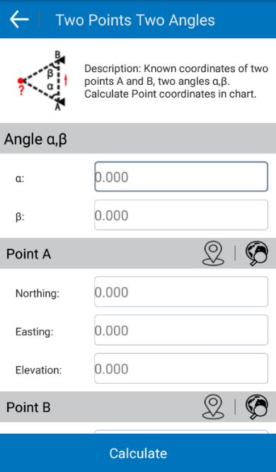 8.7 Two Points Two Angles Click Tools - COGO Calculation - Two Points Two Angles as shown in Figure 8.7-1.