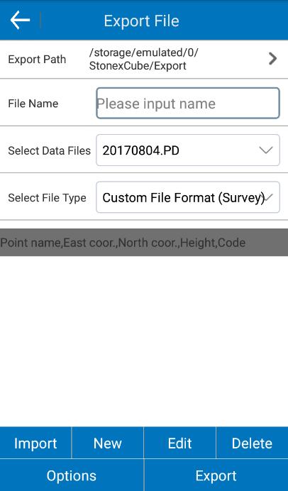 Figure 2.5-3 Custom file format settings If you select "Custom File Format" and then click "New", you can create a new export template as shown in Figure 2.5-2.