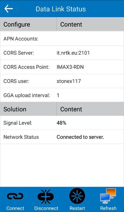 3.2 Data Link Status Click Device -> Data Link Status, you can view the configuration and status of data link about the current receiver.