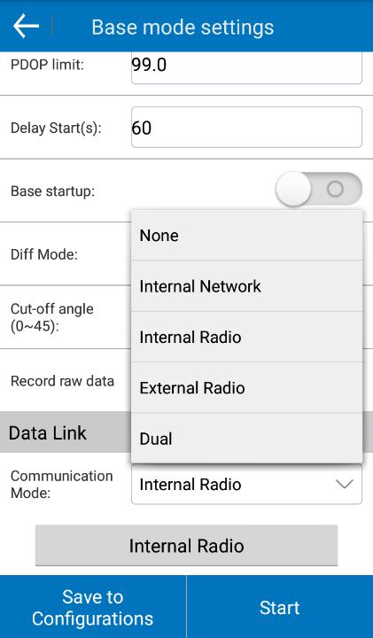 Data Link: There are four communication modes in datalink, including none data link, internal network, internal radio, external radio. Please refer to figure 3.7-4. Figure 3.