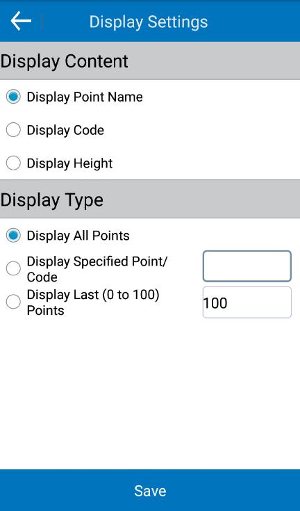 5.3 Display Settings Click Configure - Display Settings as shown in Figure 5.3-1. Display Settings is for display set up on coordinates displayed in Survey interface.