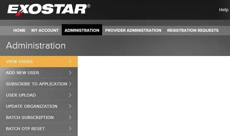 The Administration Tab Organization Administrators The Administration tab is available to Organization Administrators and provides user management features.