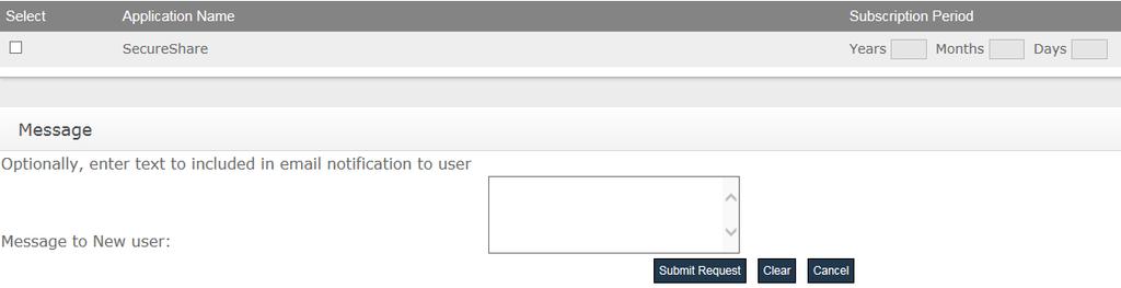 6. Enter the user details, and select the applications the user should subscribe to.