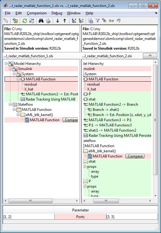 Compare XML Files Exported from Simulink Models Quickly determine what changed