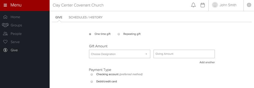 Online Giving Online gifts can be made one-time or as a repeating gift. You can also choose to have your gift processed immediately or scheduled for a future date.