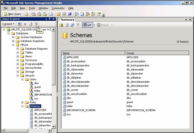 8 Check SQL Server login account for HR-Lite database Expand