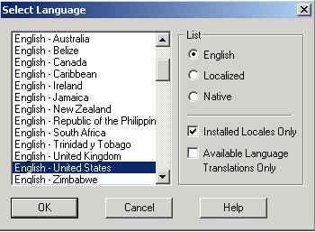Selecting Languages The Select Language function on the View menu allows you to choose which language to use in your display.