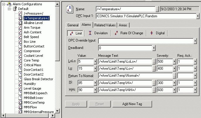 Calculation of Alarms Tags: Alarm Properties It is important to note that alarm states are calculated per update of an OPC tag.